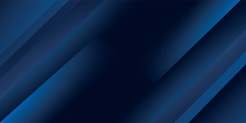 Poster - Blue black abstract background geometry shine and layer element vector for presentation design