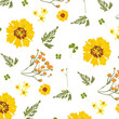 












Allegro pattern con fiorellini gialli e foglie
