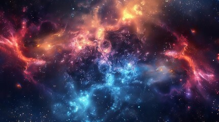 Wall Mural - mesmerizing galaxy cosmos, vibrant multicolored nebula and stars, abstract space background