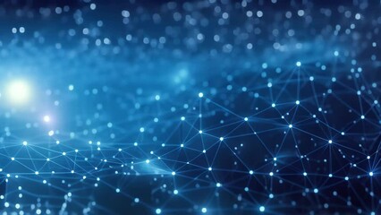 Poster - Abstract technology background with connection lines and dots. 3D Rendering, Abstract digital background with binary code flowing through a network of interconnected nodes, AI Generated