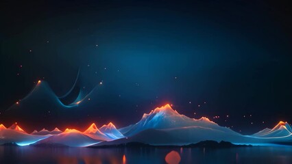 Poster - abstract vector background with a dynamic wave of particles and lines, Abstract digital technology wallpaper with flowing binary waves and data points, AI Generated