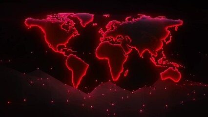 Poster - Abstract world map on black background. Vector illustration. Abstract mash line and point scales on a black background with a world map, AI Generated