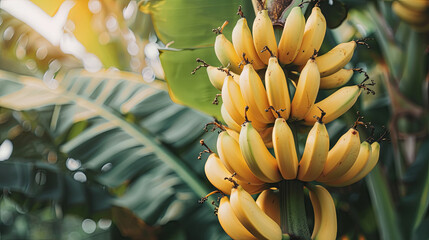 Wall Mural - A bunch of ripe yellow bananas ready to pick and eat