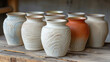 beautiful handmade beige pottery vases