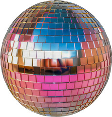 Wall Mural - Colorful disco ball reflecting light cut out on transparent background