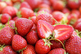 Fototapeta Kuchnia - fresh ripe strawberries as background