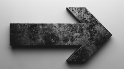 Monochrome textured arrow on a smooth background, symbolizing direction, movement, or guidance.