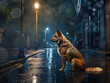 Schäferhund bei dunkler Nacht