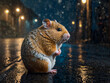Kleiner Hamster alleine auf der Straße