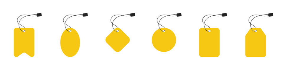 Poster - Tag set of vector icons. Price list for sale vector. Sticker for shop vector. Label on clothes vector. Hanging price tag.