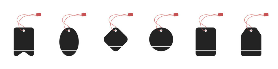 Poster - Tag set of vector icons. Price list for sale vector. Sticker for shop vector. Label on clothes vector. Hanging price tag.