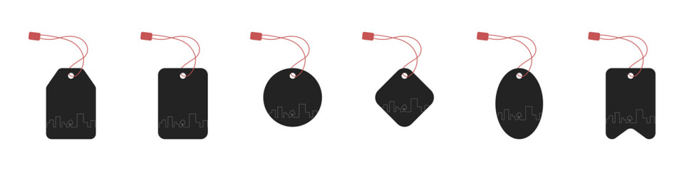 Poster - Tag set of vector icons. Price list for sale vector. Sticker for shop vector. Label on clothes vector. Hanging price tag.
