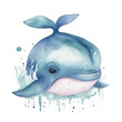 watercolor cute whale