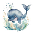 watercolor cheerful dolphin