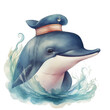 cheerful dolphin with a sailor's cap