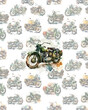 panel watercolor old vintage motorcycle collage