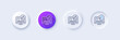 Like video line icon. Neumorphic, Purple gradient, 3d pin buttons. Thumbs up sign. Positive feedback, social media symbol. Line icons. Neumorphic buttons with outline signs. Vector