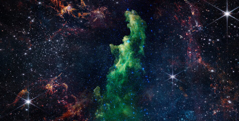 Wall Mural - space scene with stars in the galaxy. panorama. universe filled with stars, nebula and galaxy,. elem