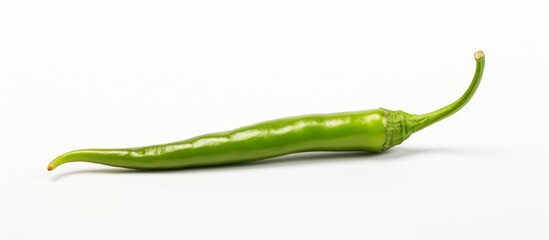 Sticker - Green chili pepper placed on a clean white surface, showcasing vibrant color and fresh organic produce