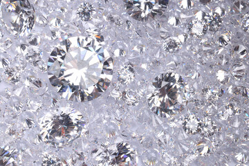 Wall Mural - Many beautiful shiny diamonds as background, top view