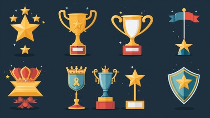 a seamless pattern background of trophy cups, presented in a flat business vector illustration