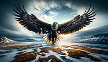 Eagle With His Wings Spread Out