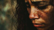 © Pillow Productions - A close-up of a sorrowful woman with tears streaming down her face.