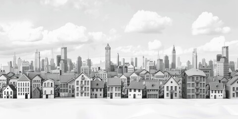 Poster - Urban landscape in monochrome, suitable for architectural projects