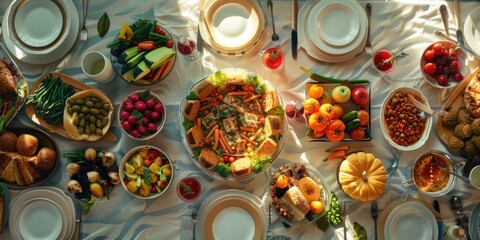 Poster - Assorted food items on a table, suitable for food bloggers or restaurant promotions