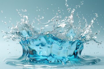 A splash of water on a blue surface, ideal for refreshing concepts