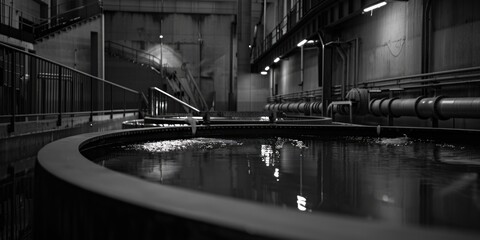 Poster - Black and white photo of water pool. Suitable for various design projects