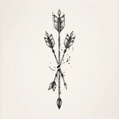 Poster - Simple and versatile black and white drawing of arrows. Suitable for various design projects