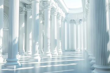 Poster - Interior with architectural columns and natural light from skylight. Suitable for architectural design concepts