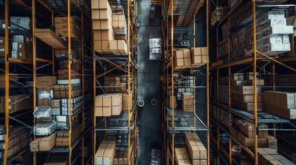 Aufkleber - A large warehouse filled with boxes. Perfect for industrial or storage concepts