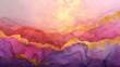 an abstract fluid art design, should have a sunset-inspired palette of coral pink, dusk purple, and amber, enriched by gold highlights