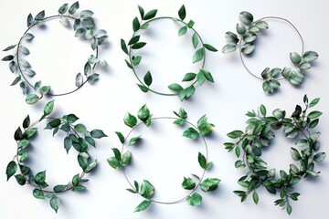 Poster - Four circular wreaths made of green leaves, perfect for decorating