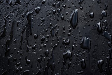 Poster - Close up of water droplets on a black surface. Suitable for backgrounds and textures