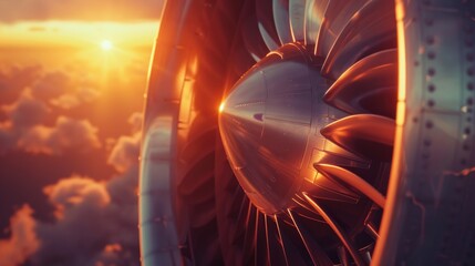 Poster - Detailed view of jet engine on aircraft. Suitable for aviation industry