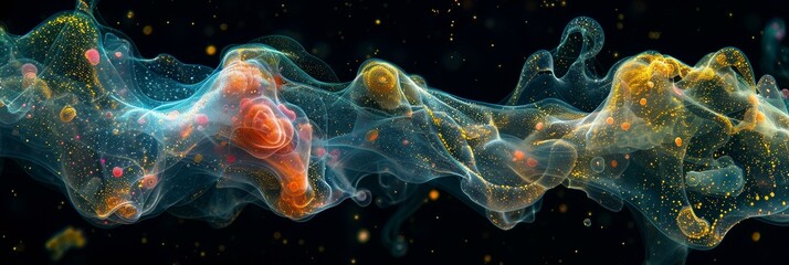 Wall Mural - a colorful abstract image of a wave with bubbles. generative ai.