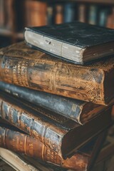 Aufkleber - A stack of old books on top of each other. Suitable for educational and literary concepts