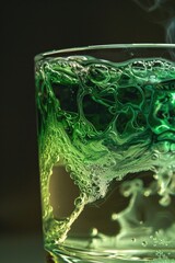 Poster - A glass filled with green liquid and bubbles, suitable for science or chemistry concepts