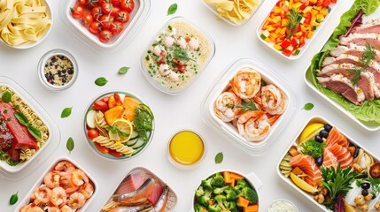Poster - A white table filled with a variety of different types of food, perfect for any occasion
