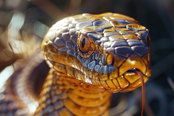 Poster - Detailed close up of a snake statue, suitable for various design projects