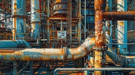 Poster - Picture of pipes in an industrial setting, suitable for industrial themes