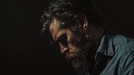 Aufkleber - A man with long hair and a beard, suitable for various concepts