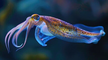 Poster - Close up of a squid in a tank, suitable for marine life concepts