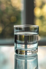 Aufkleber - A glass of water on a table, suitable for various concepts