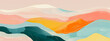 abstract illustration with summer vibes and wavy beach style, abstract watercolor paint banner with sea waves in minimalist pastel look