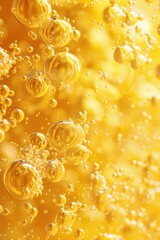 Poster - Close up of bubbles in a glass of beer. Great for beverage concepts