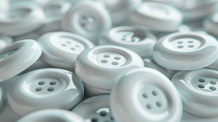 Poster - A pile of white buttons, suitable for fashion design projects